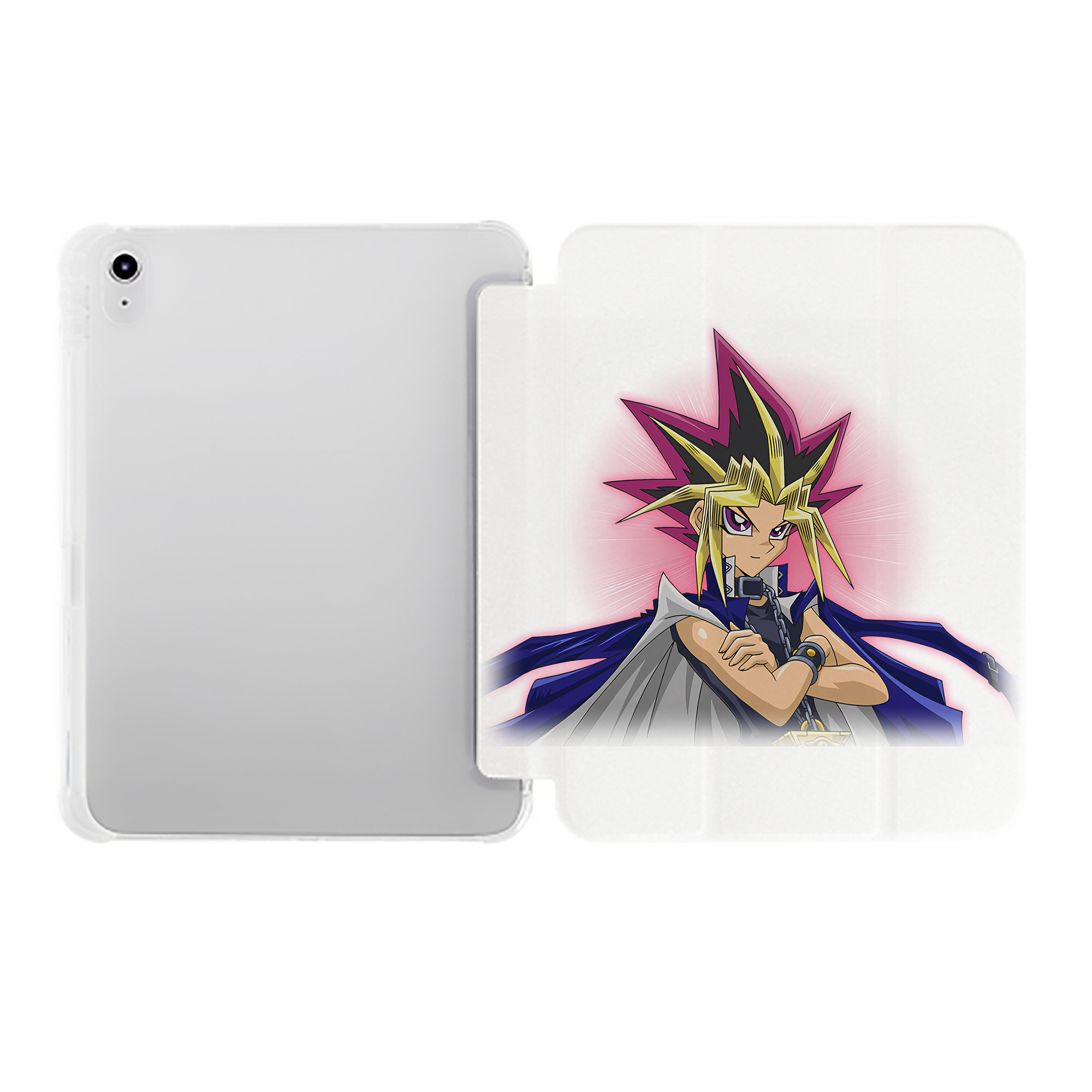（画像用） 遊☆戯☆王 Yu-Gi-Oh! IPad ケース ペン収納付き 三つ折りスタンド PUレザー×シリコン 対応機種9.5/10.5/10.9インチ